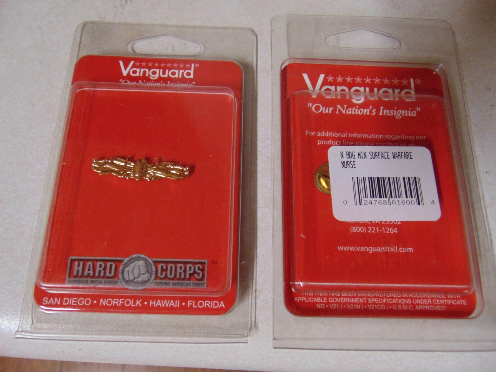 MILITARY INSIGNIA BADGE MINI SURFACE WARFARE NURSE GOLD IN COLOR BY VANGUARD