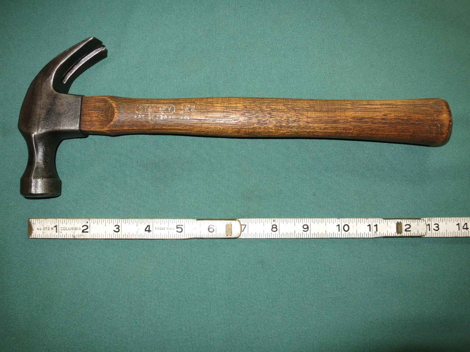 Vintage STANLEY 16oz Curved Claw Nail Hammer, Hickory Handle USA