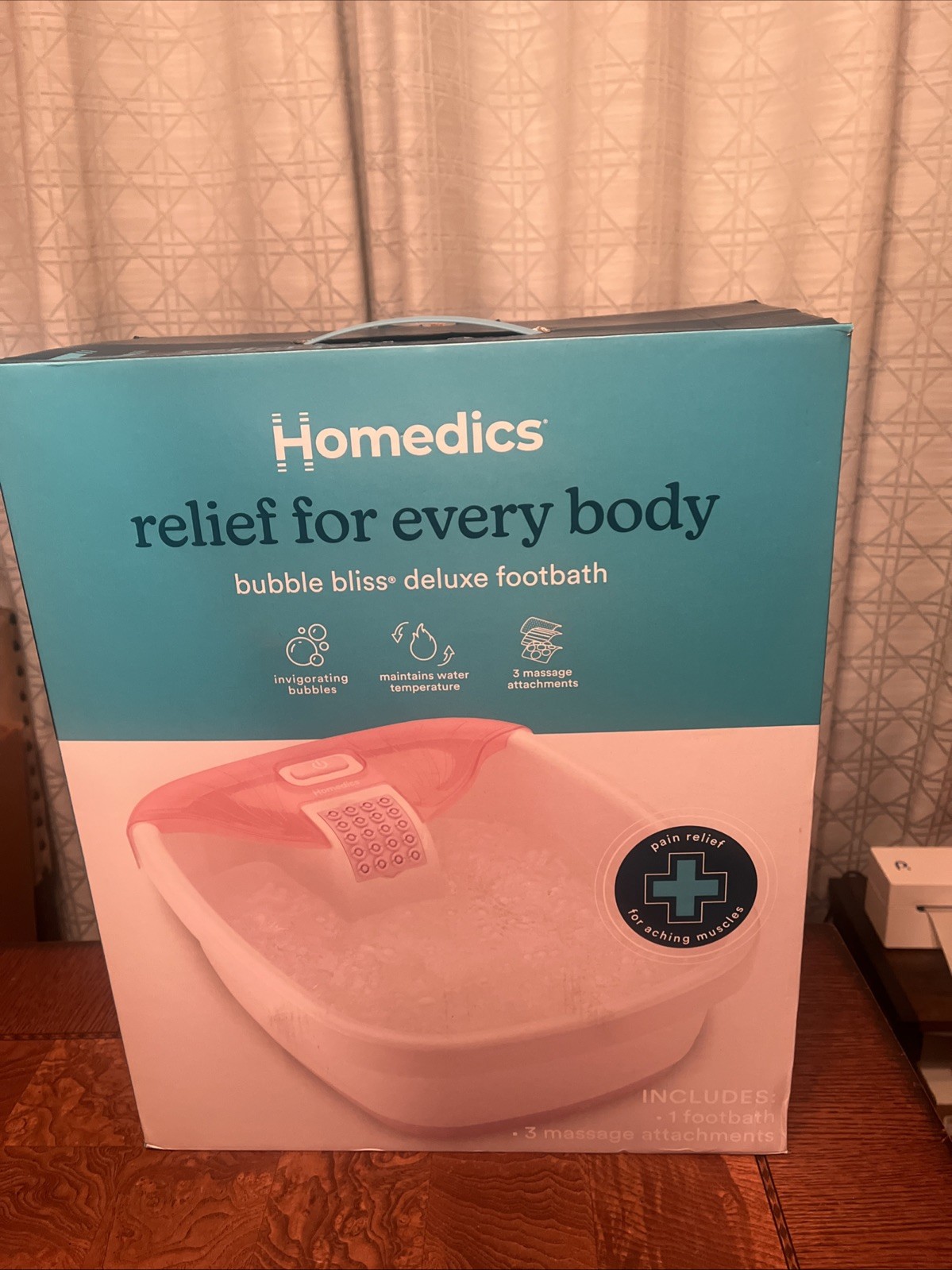 Homedics Bubble Bliss Deluxe Foot Bath Heated Massaging Foot Spa Pink ~ NEW