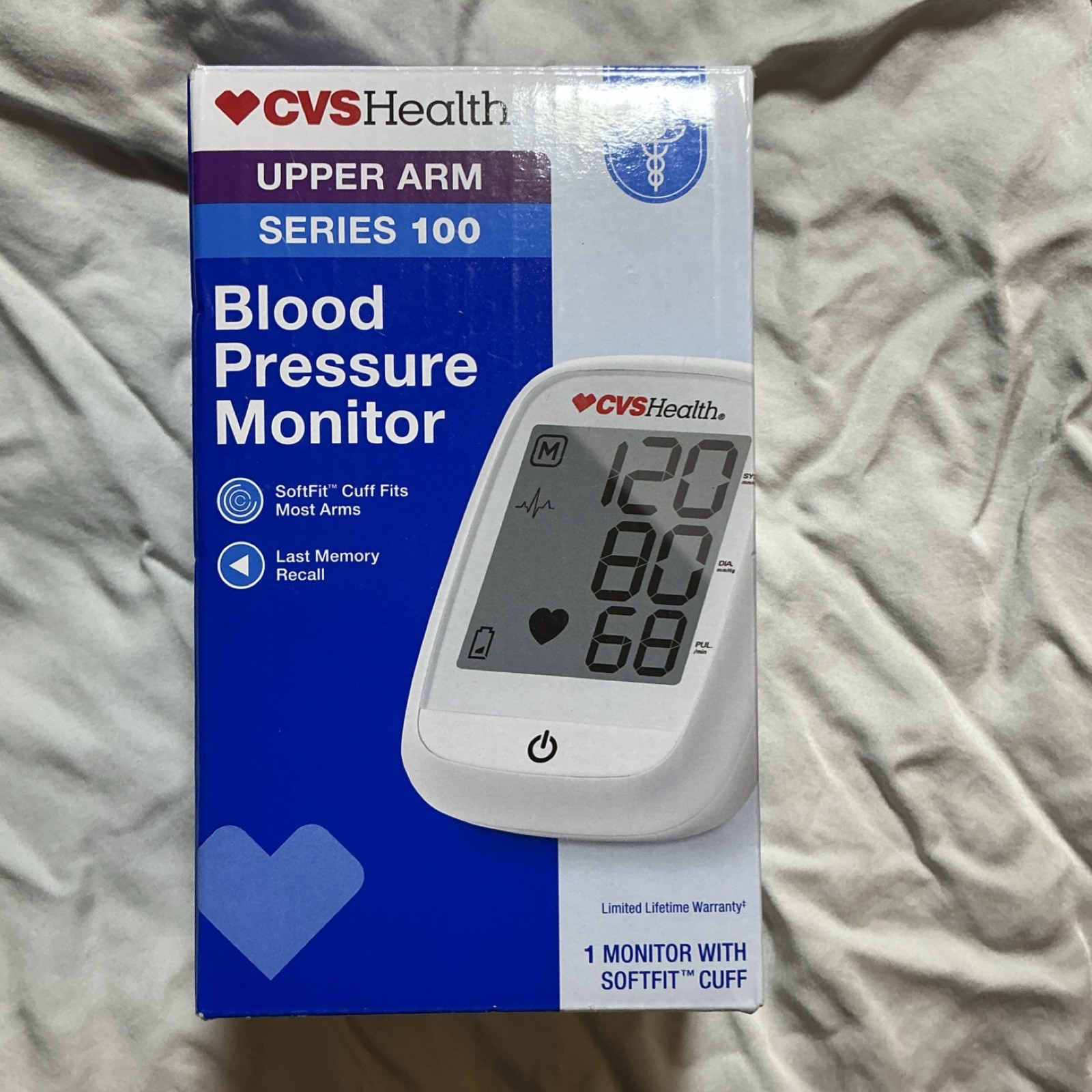CVS Health Series 100 Upper Arm Blood Pressure Monitor, LCD, Memory Recall