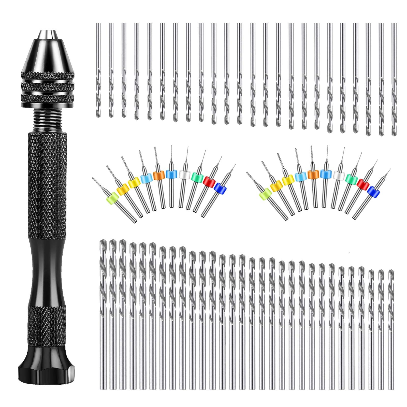 95Pcs Mini Micro Hand Twist Drill Bits Set Rotary Precision Pin Vise Tools Kit