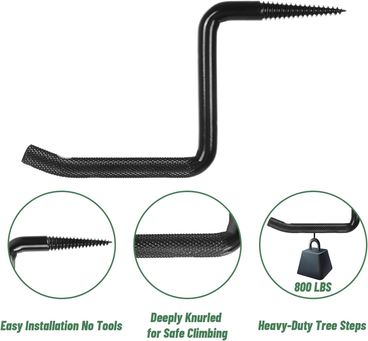 4-Inch Tree Climbing Steps - 8-Pack, 360 lbs Load Capacity, Easy Install