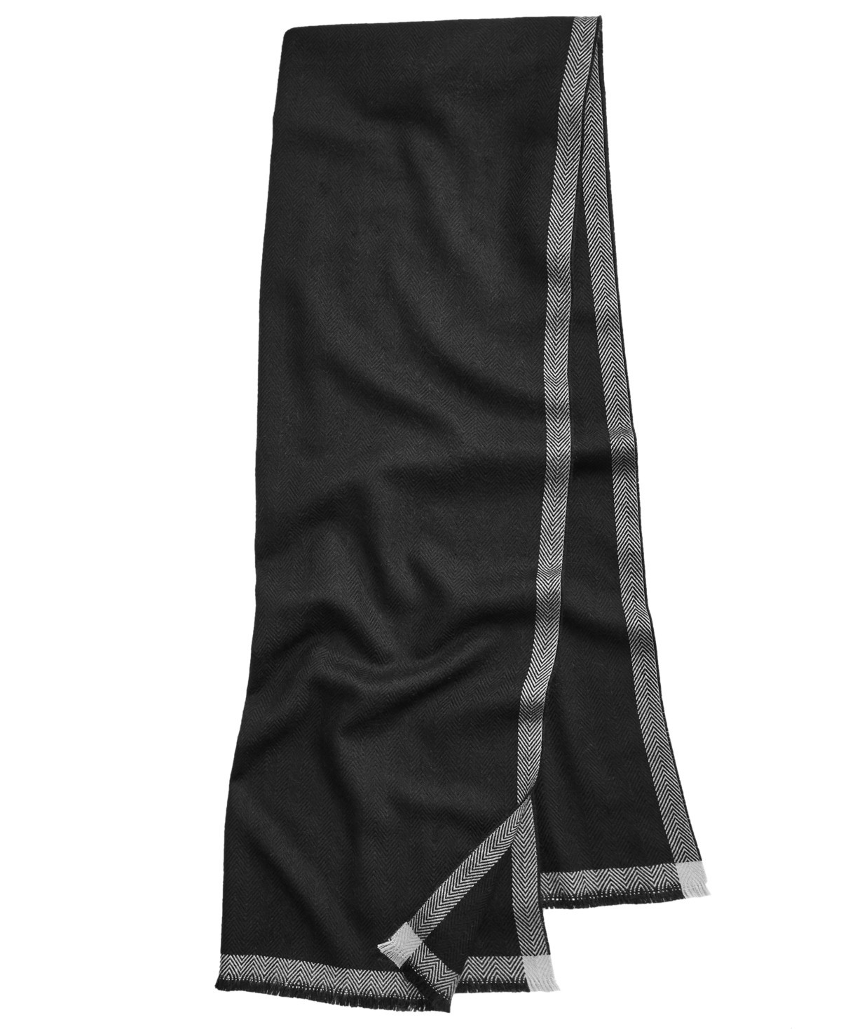 Alfani Men's Herringbone/Solid Scarf Black