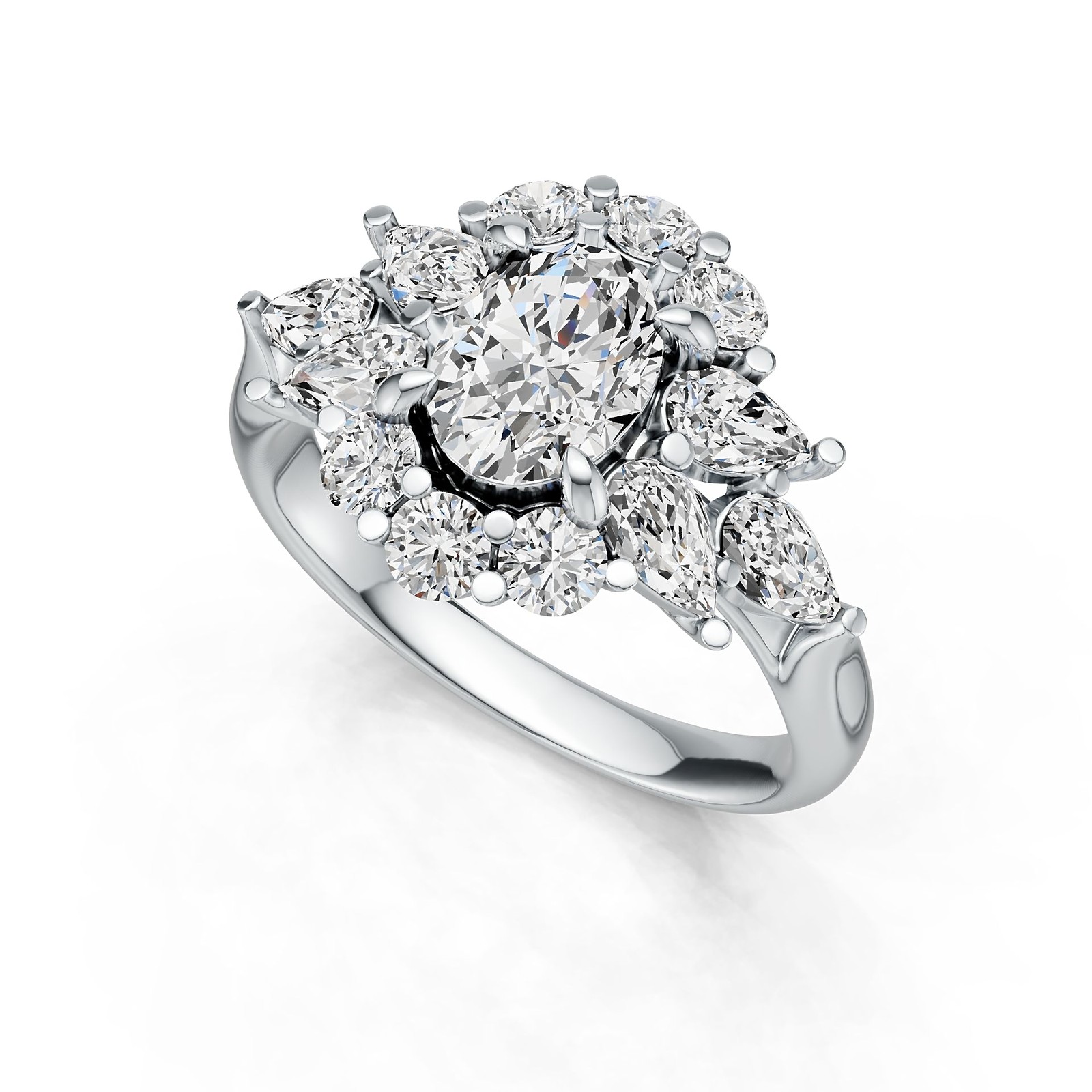 Sterling Silver Semi Mount Ring Setting Oval OV 8X6mm PE 5X3mm