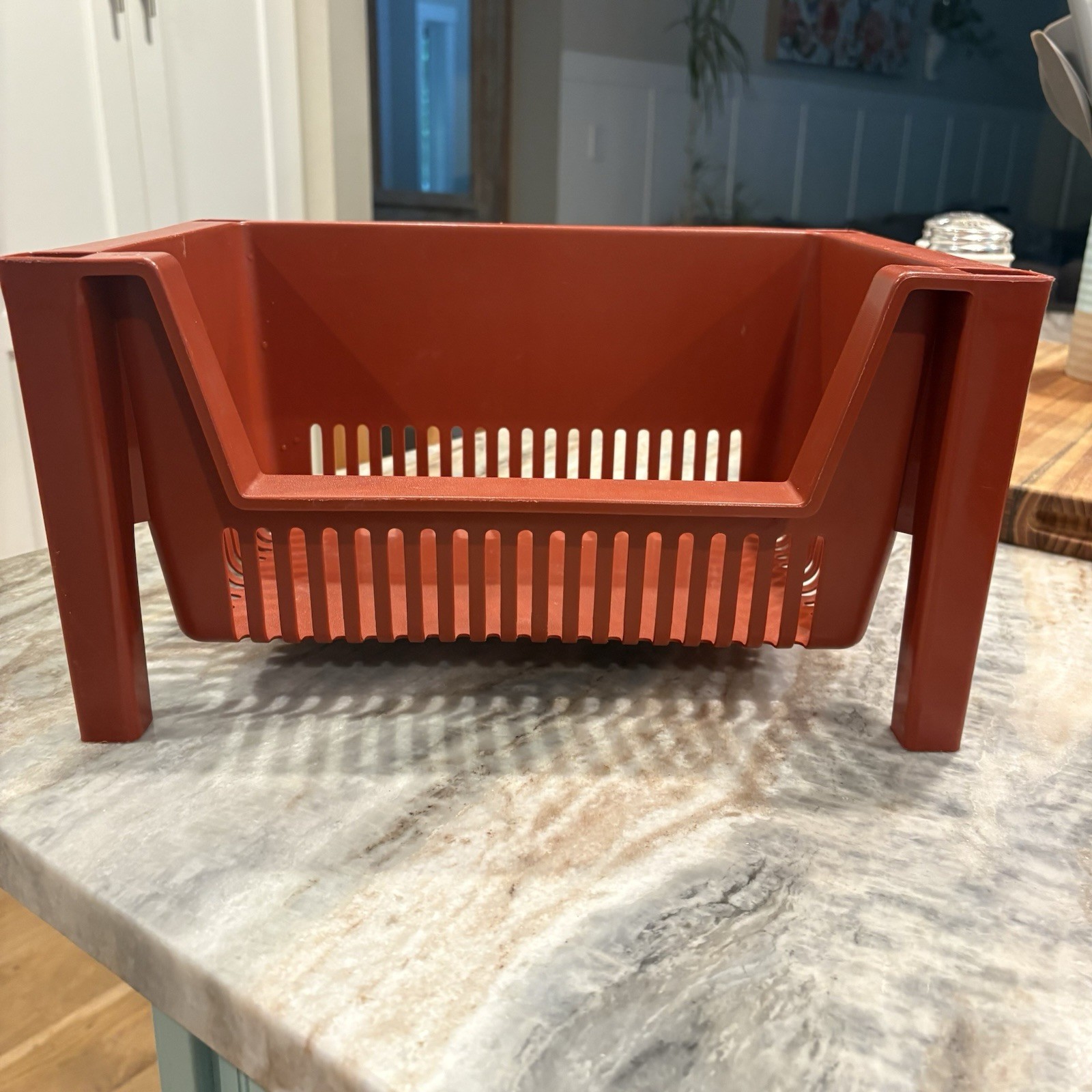 Vintage 1970’s Rubbermaid 3009 Stackable Storage Bin Burnt Orange Organizer