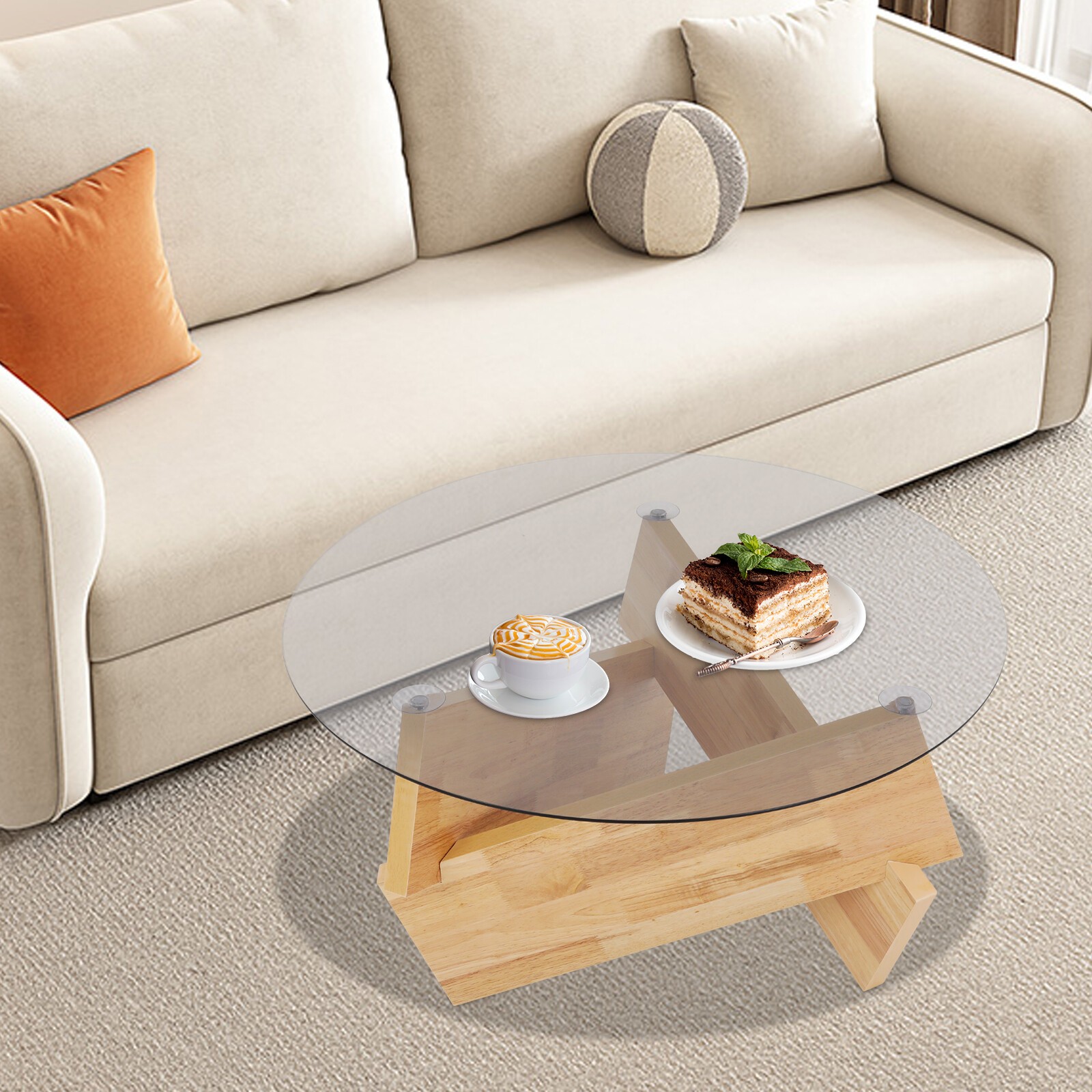 16.1'' H Round Modern SideTable Side Table with Tempered Glass Top End Table ?