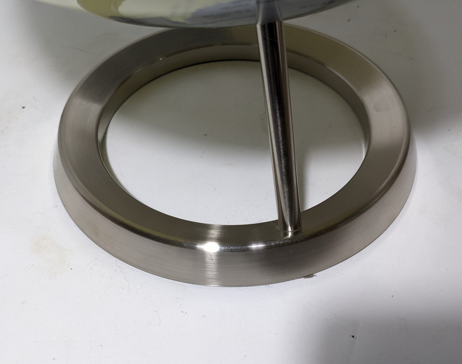 Modernist Desktop/Table 12" World Globe Stainless Steel Chrome Ring Base MCM