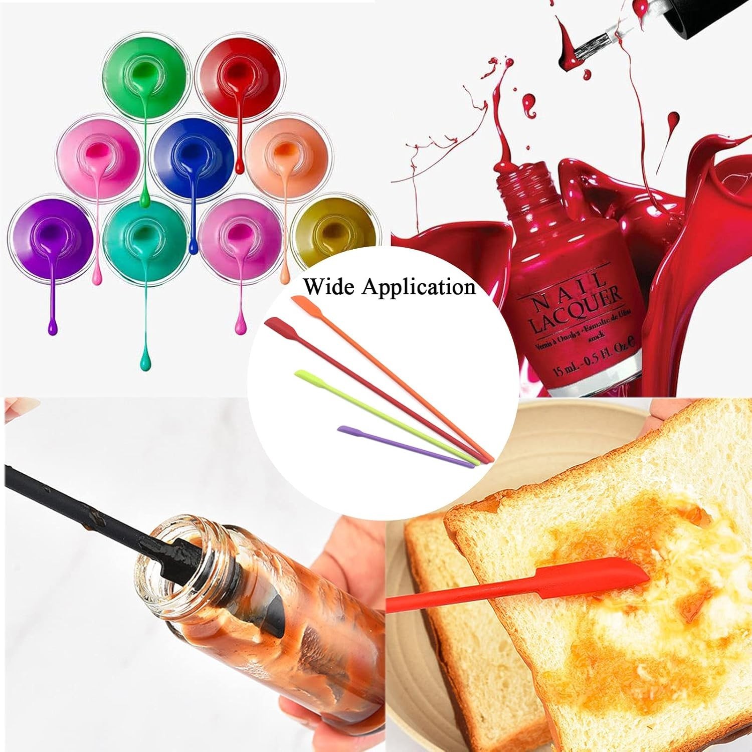 4 Pack Mini Silicone Spatula Set Small Rubber Spatula Makeup Thin Jar Scraper
