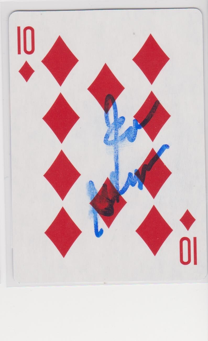 ED GLYNN NEW YORK METS 1979-80 AUTOGRAPHED BASEBALL PLAYING CARD SMEARED