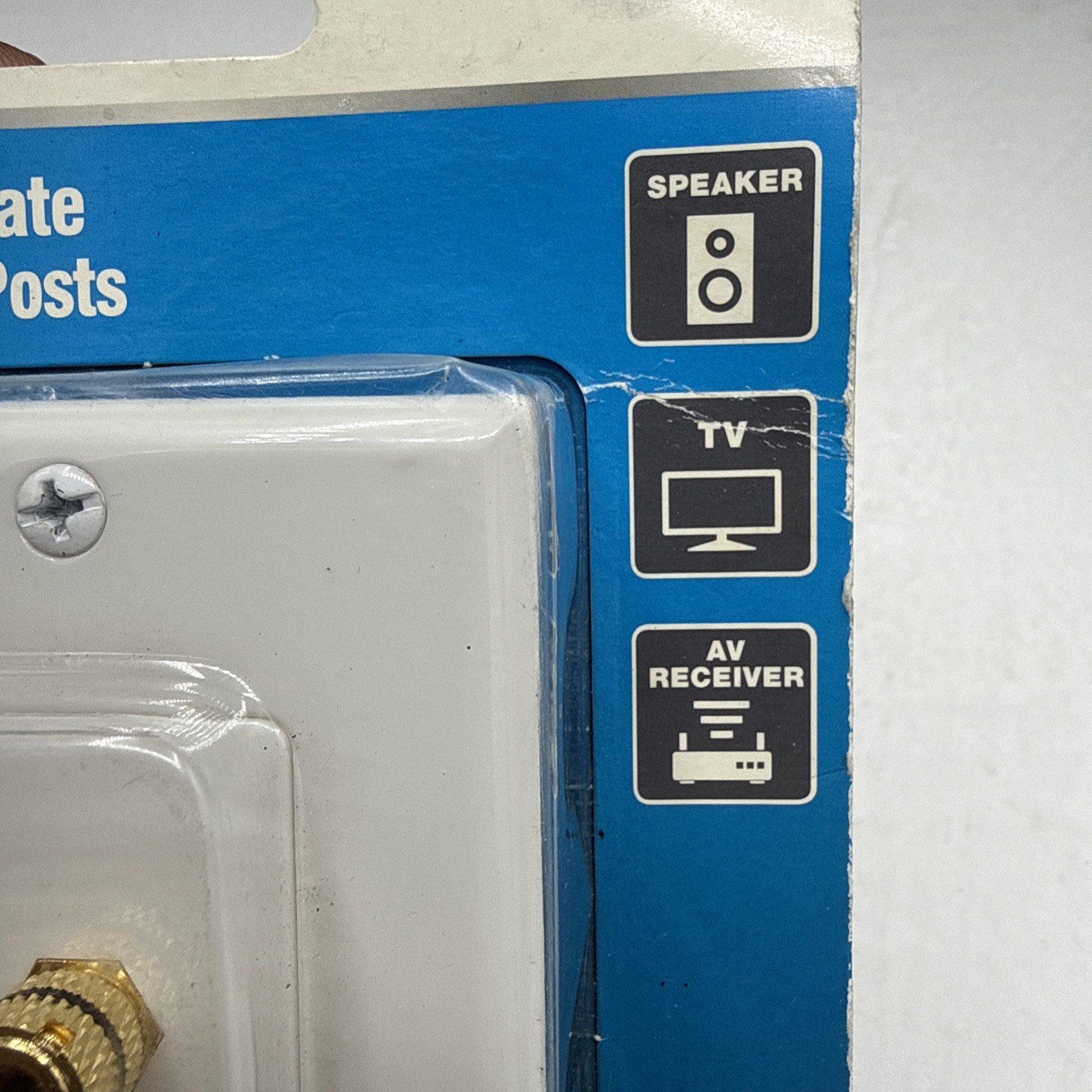 2 Commercial Electric Tech Speaker Wall Plate 2 Binding Posts White 190638