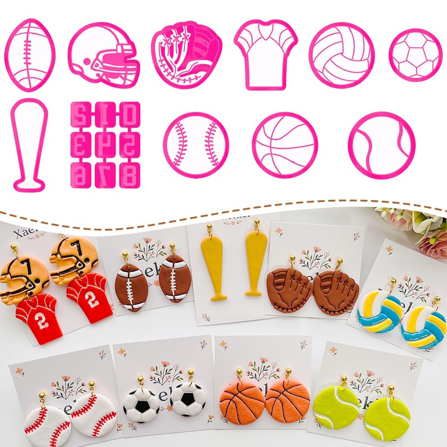Xaekicr Sports Theme Polymer Clay Cutters Set – Multiple Shapes Clay Cutte