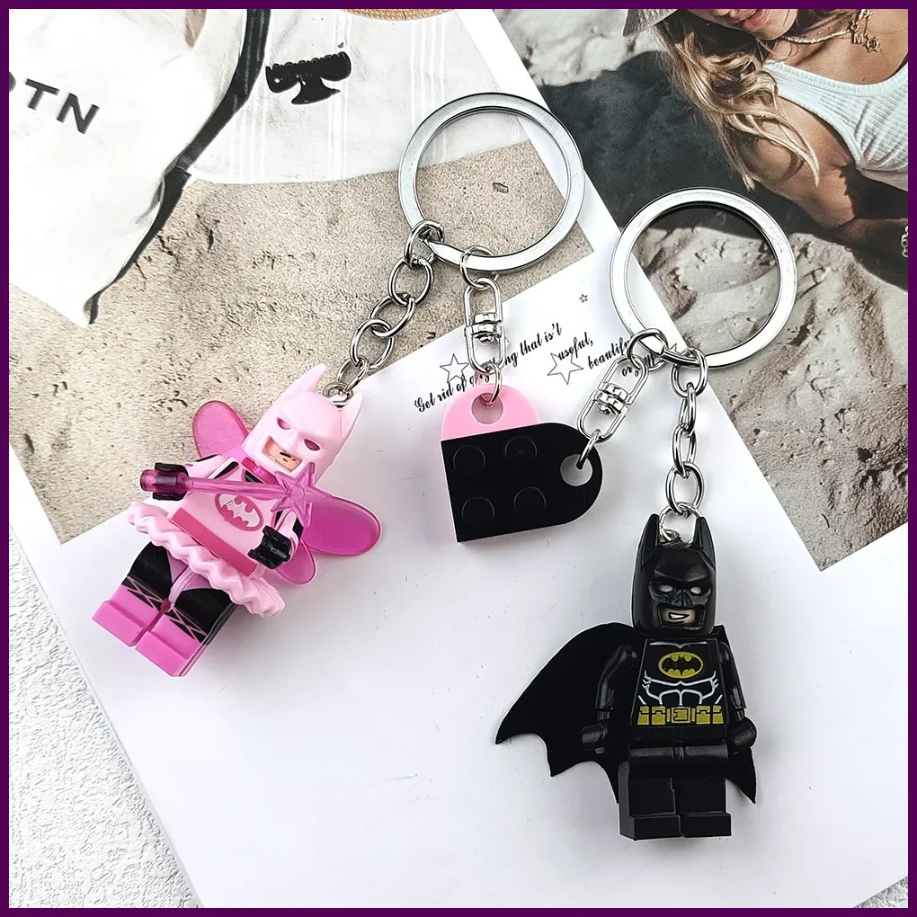 Exclusive Pink Fairy Batman Lego Keychain Valentine's Day Couple Gifts Handmade