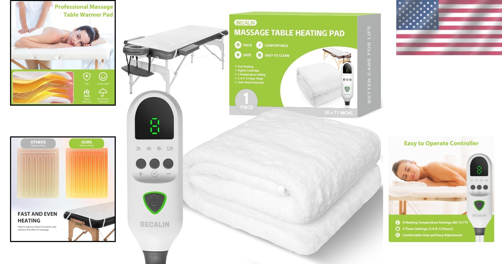 SPA Massage Bed Warmer Pad with Timer & Overheat Protection
