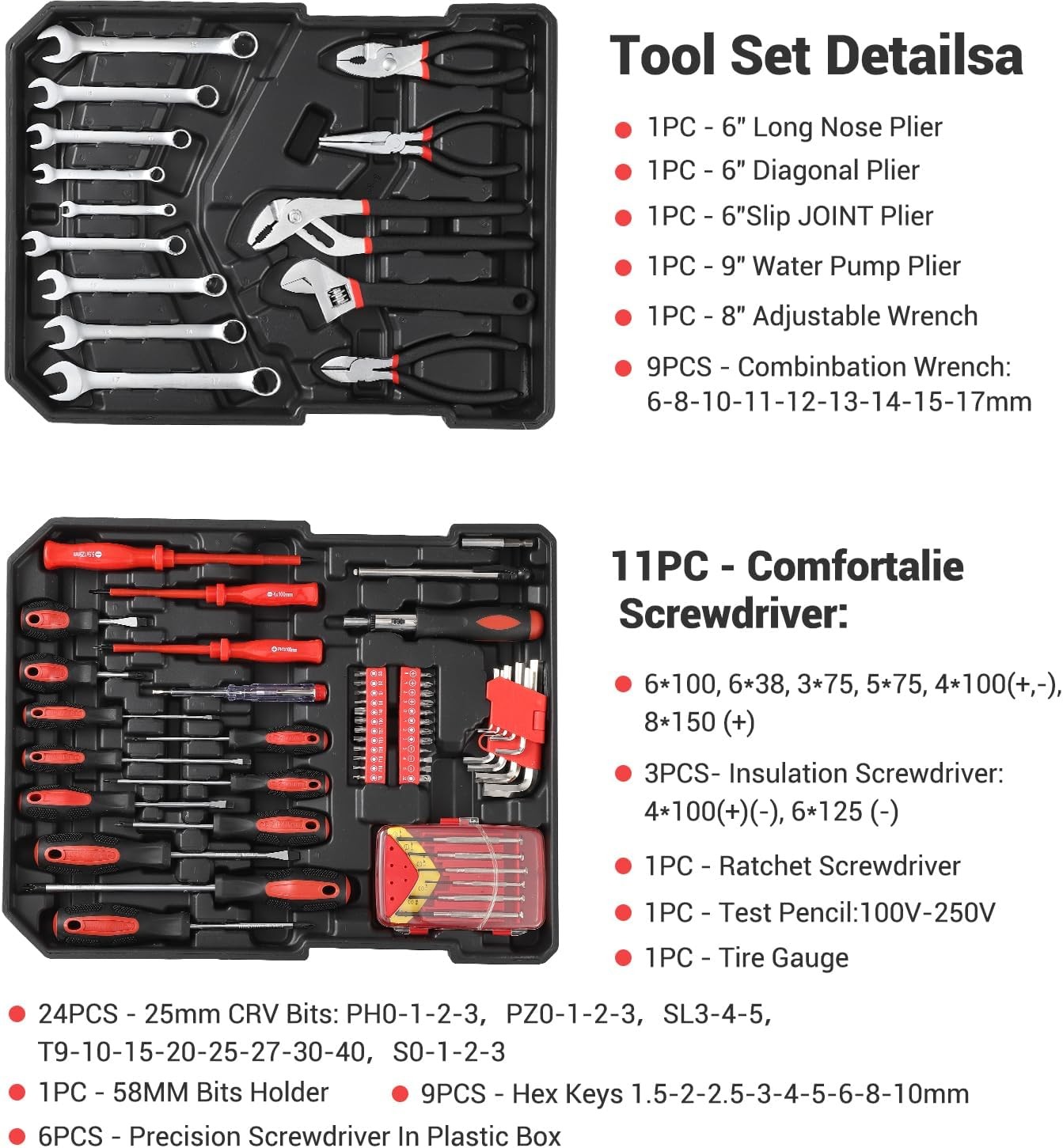 800 PCS Tool Set Mechanics Tool Kit Wrenches Socket w/ Trolley Case Box Organize