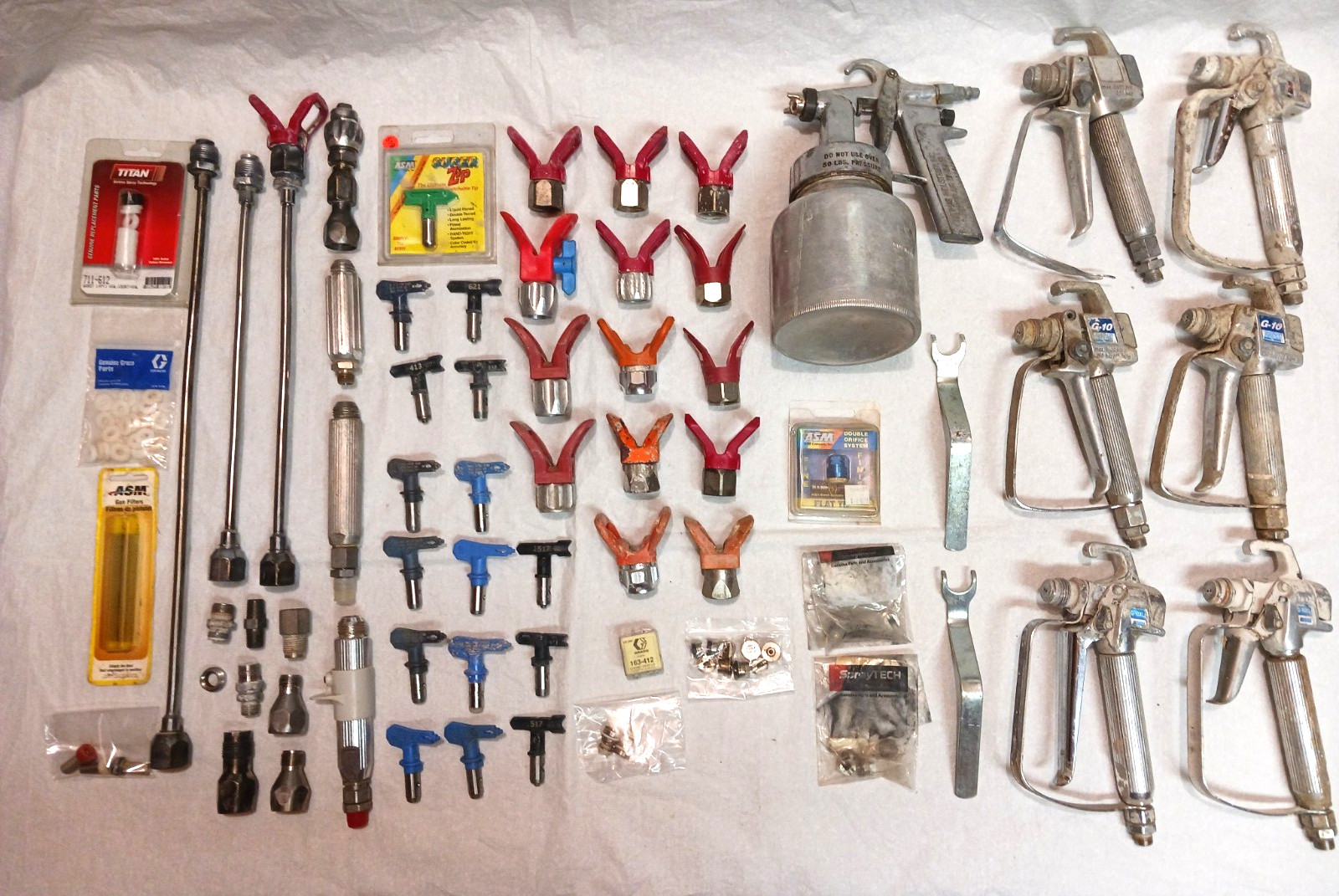 Paint Spray Gun, Tips & Various Parts New And Used - Untested - READ!