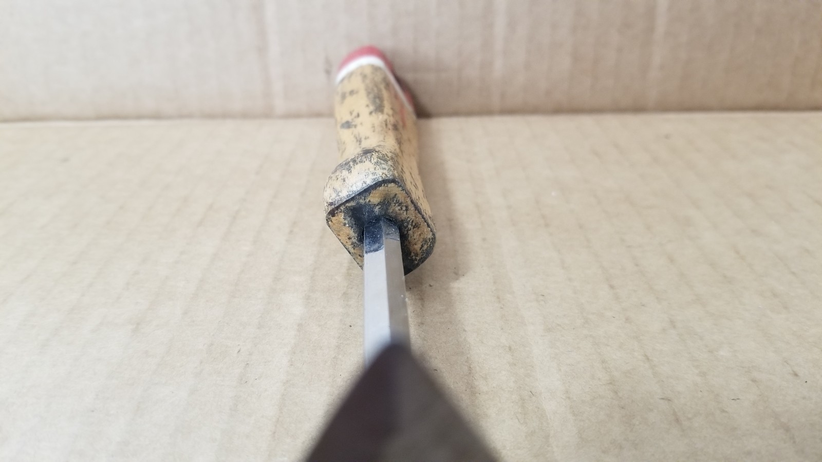 Vintage Red Devil Triangle Blade Wood Handle Paint Scraper Tool VGC
