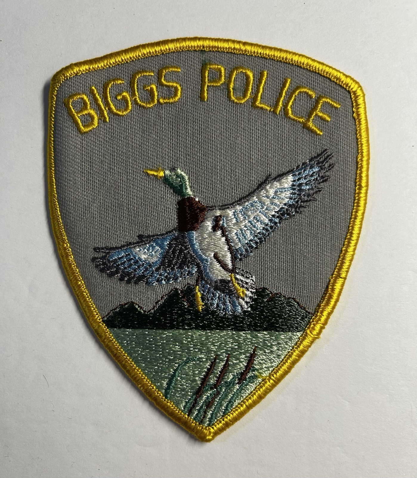 VINTAGE CALIFORNIA CA BIGGS POLICE DEPT PATCH BUTTE COUNTY DUCK BIRD #PDD59