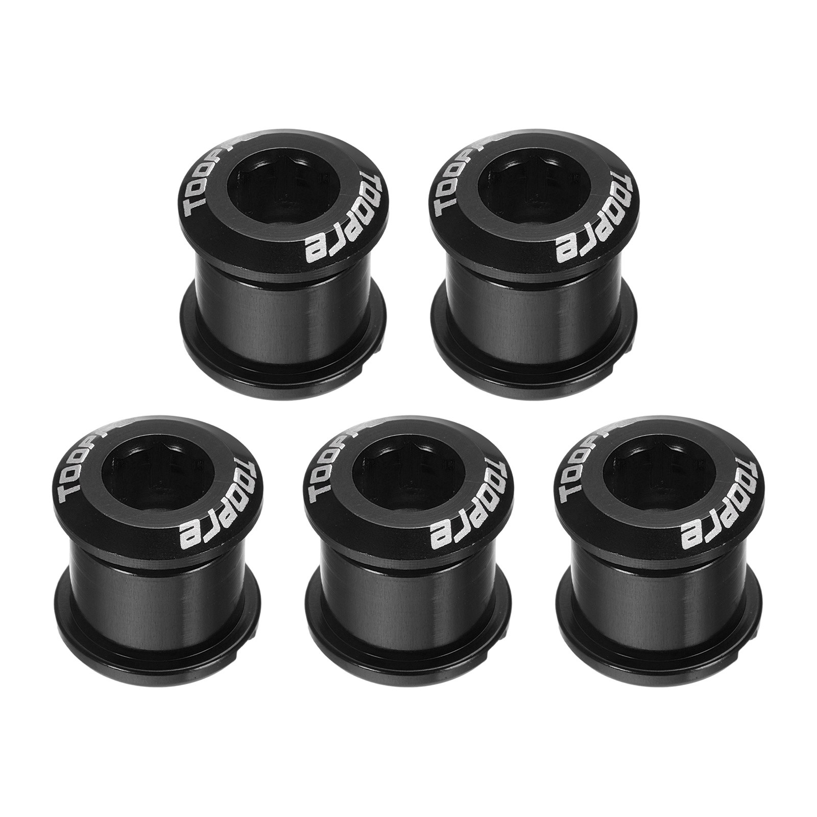 5pcs Double Chain Ring Bolts M8 Aluminum Alloy Bike Chainwheel Screws, Black