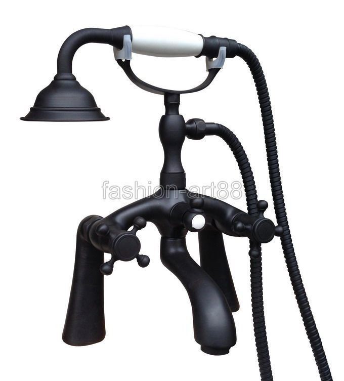 Black Oil Rubbed Brass Bathroom Hand Shower Faucet Set Bath Tub Mixer Tap ftf508