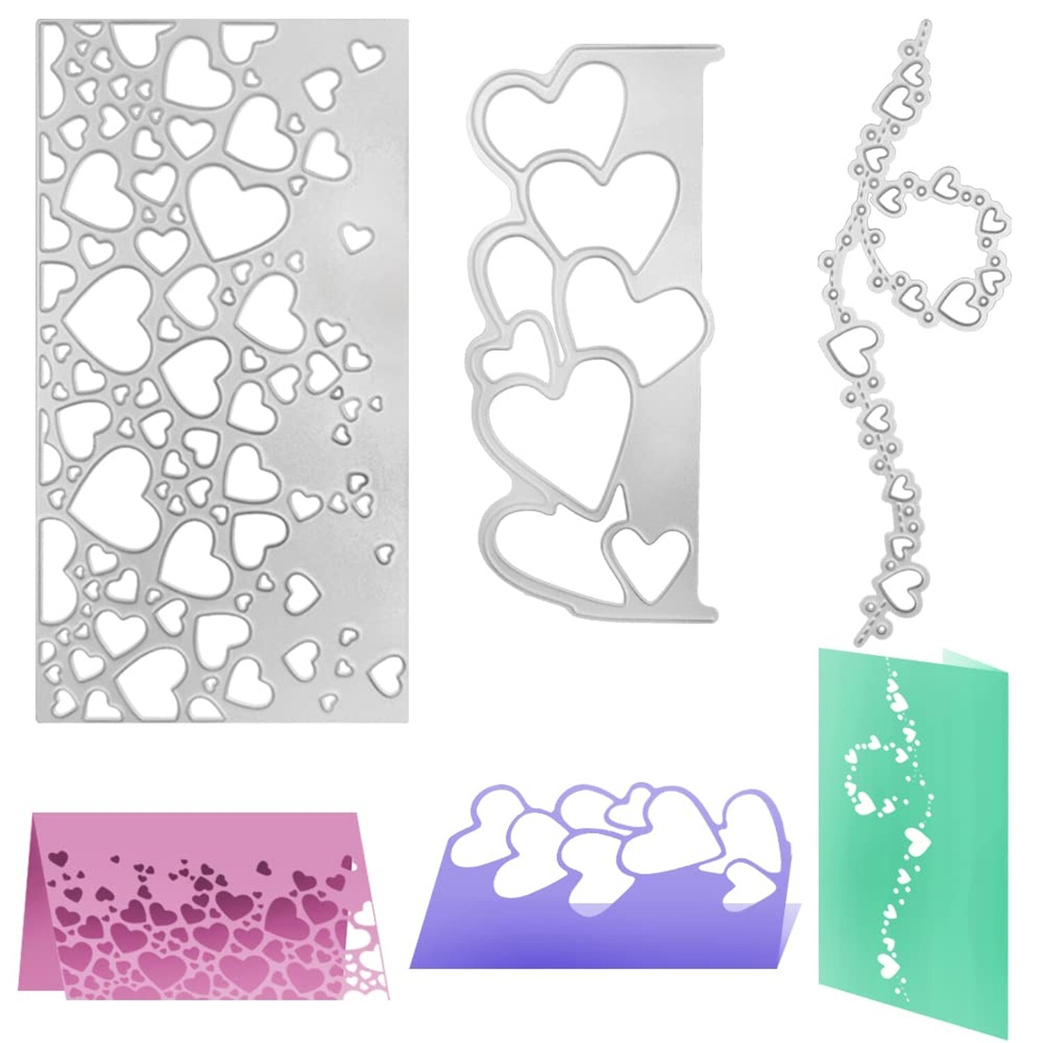 3 Pcs Heart Lace Metal Cutting Dies, SENHAI Love Heart Border Cutting Dies fo...