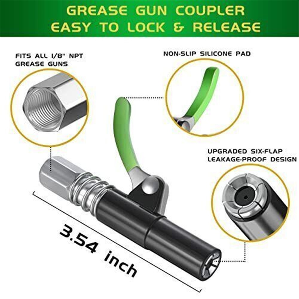 Grease Tool Tip Gun Coupler,10000 PSI Easy Lock Release Leak-Free Fit 1/8" NPT