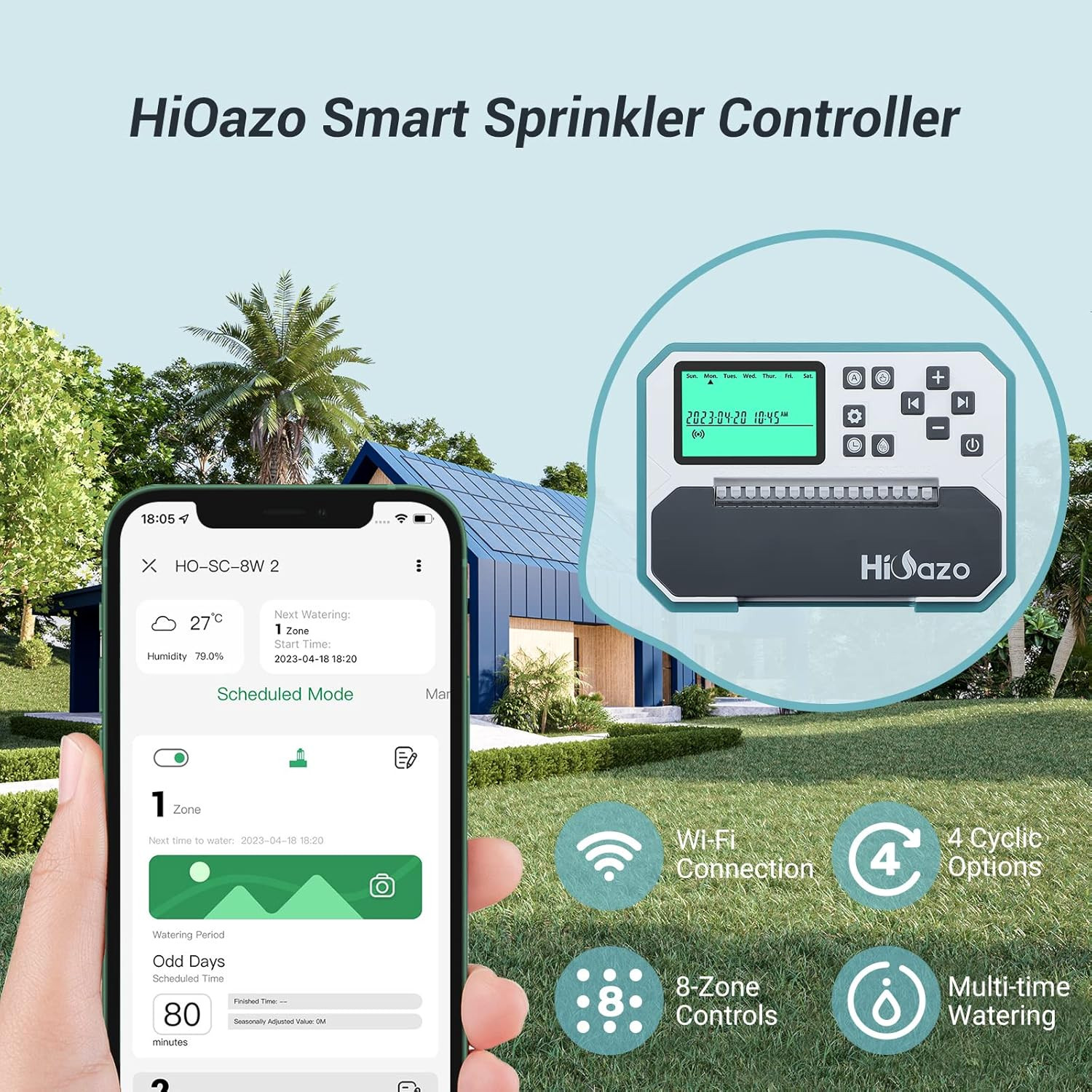 Smart Indoor Sprinkler Controller 8 Zone, Wifi Irrigation System Controller