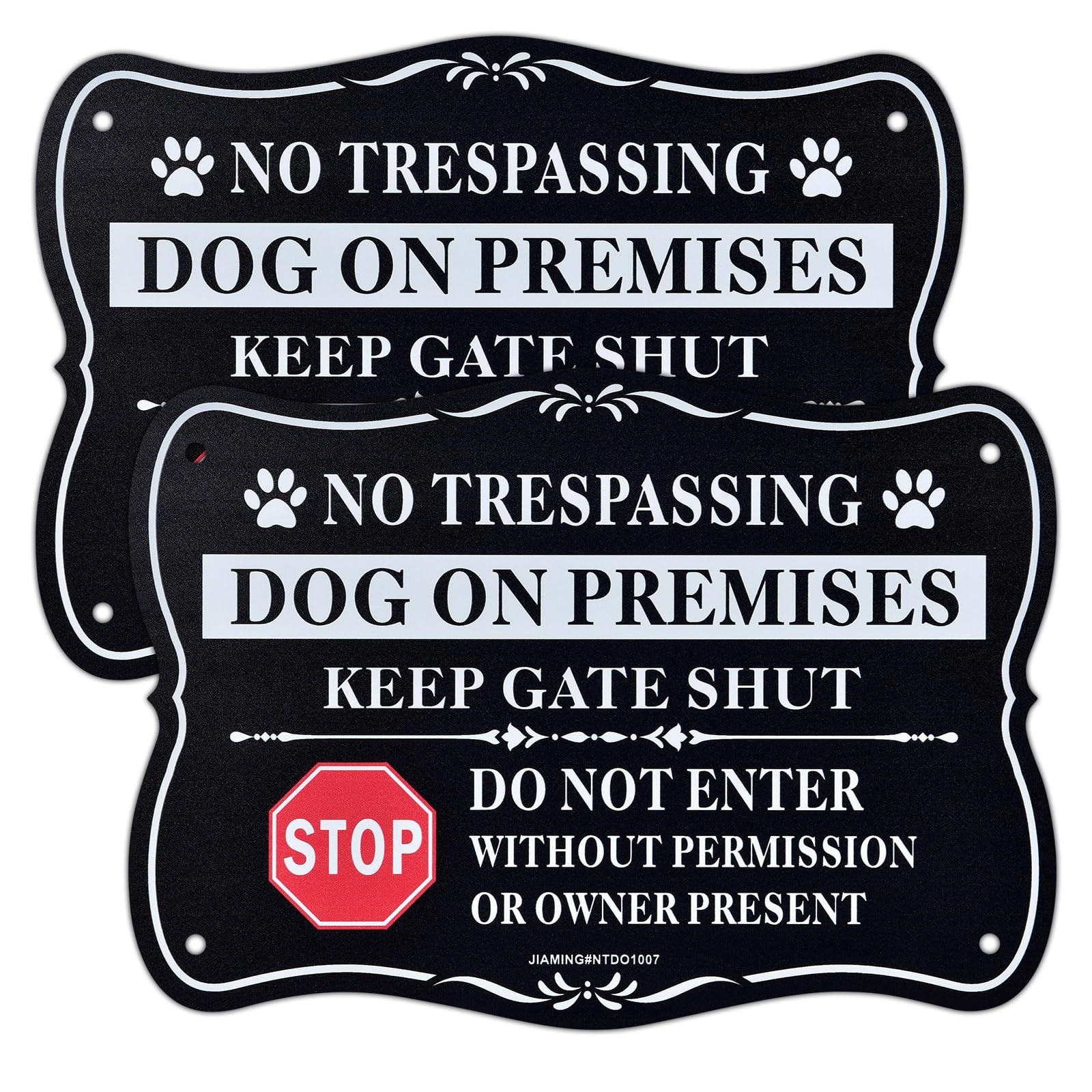 No Trespassing Dog On Premises Signs, Keep Gate Shut Do Not Enter Sign, 2 Pac...