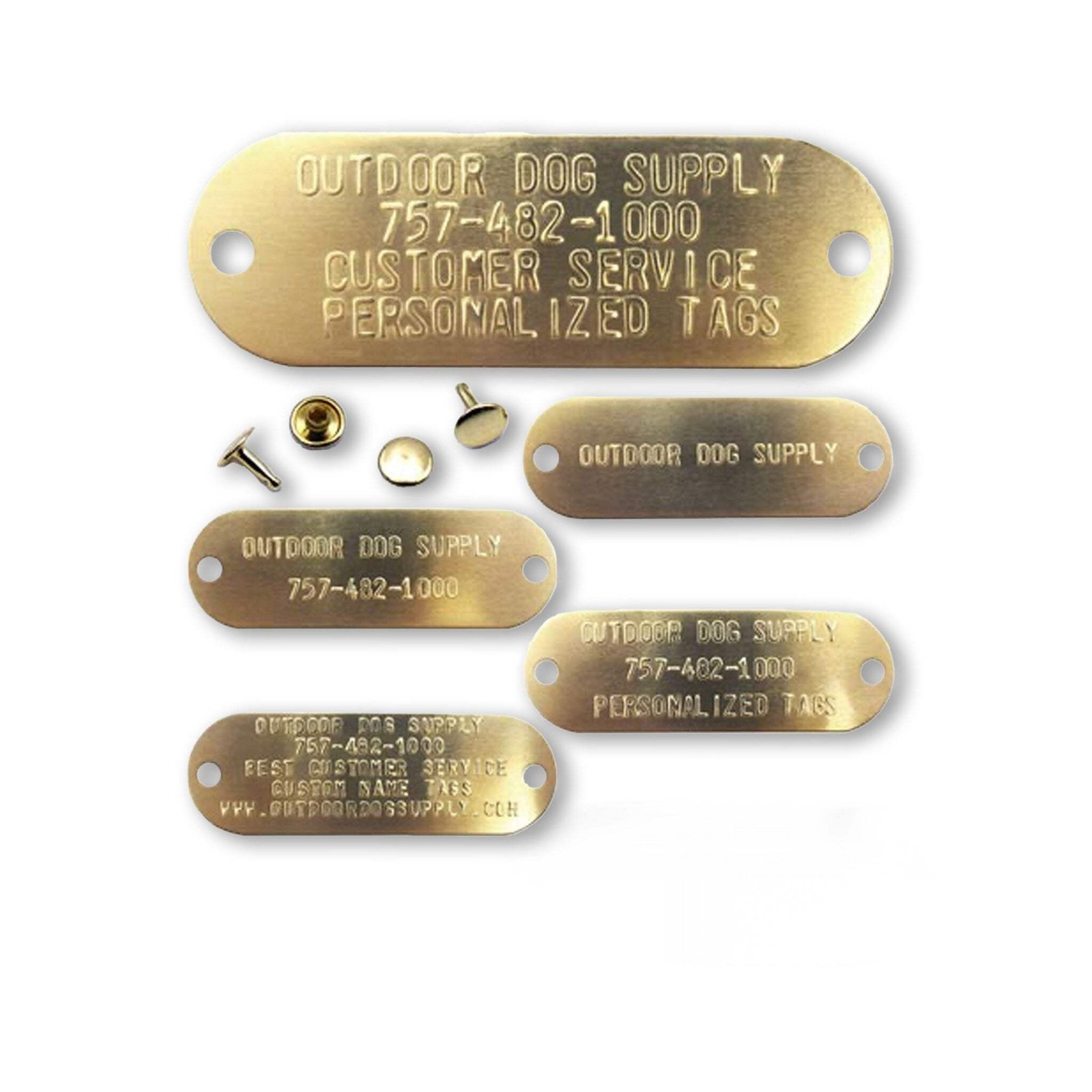Custom 1" x 3" Raised Lettering Brass Dog Collar Name Tags