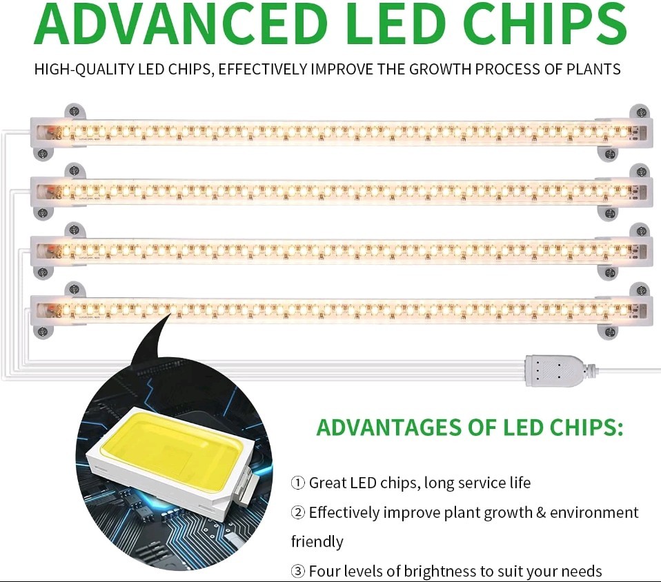 Full Spectrum LED Grow Light Strips with Timer & Dimmable Levels for Plants