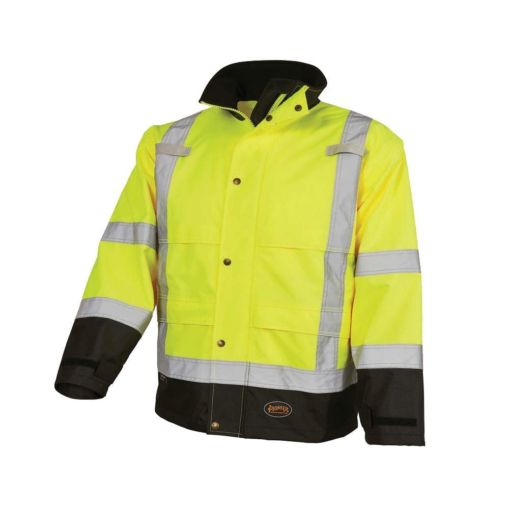 Pioneer Safety Ripstop Rain Gear Safety Jacket Orange Yellow/Green V1200261U-4XL