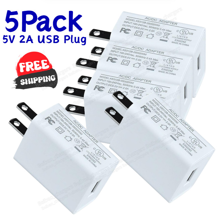 5Pack US Plug 5V 2A USB Port Wall Charger AC-DC Power Adapter Converter Plug Lot