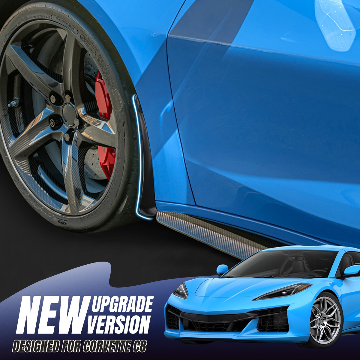 Carbon Flash XL Extended Fender Guards Mud Flaps For Corvette C8 Z06 E-Ray 2023+