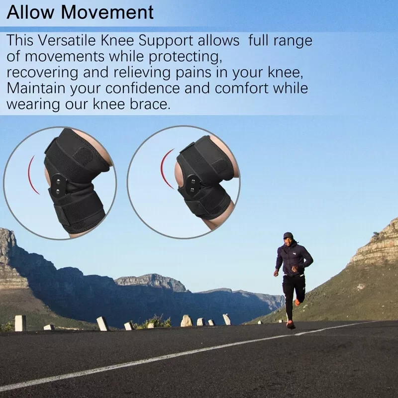 Knee Brace Compression Sleeve Hinged Joint Support Open Patella Stabilizer Wrap