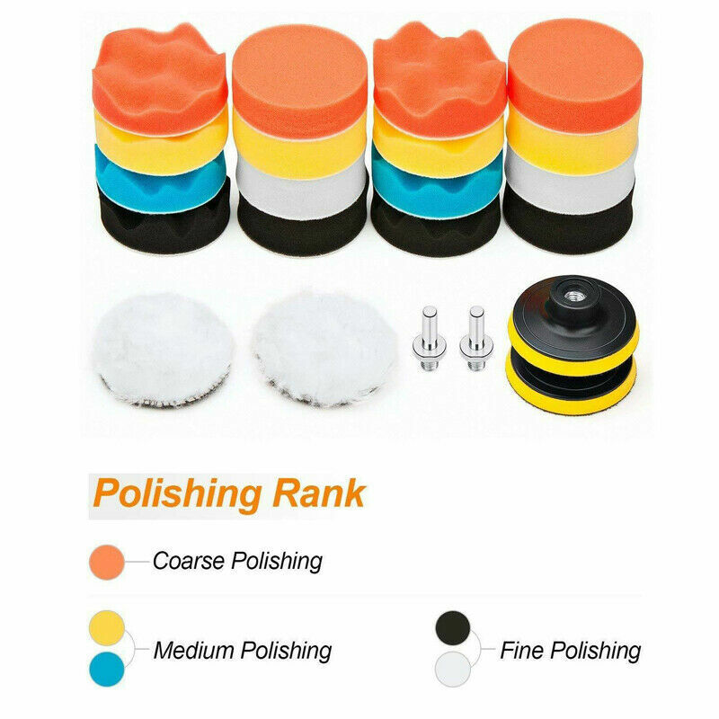 22Pc 3 In Polishing Pads Sponge Woolen Waxing Buffing Pad Kits M10 Drill Adapter