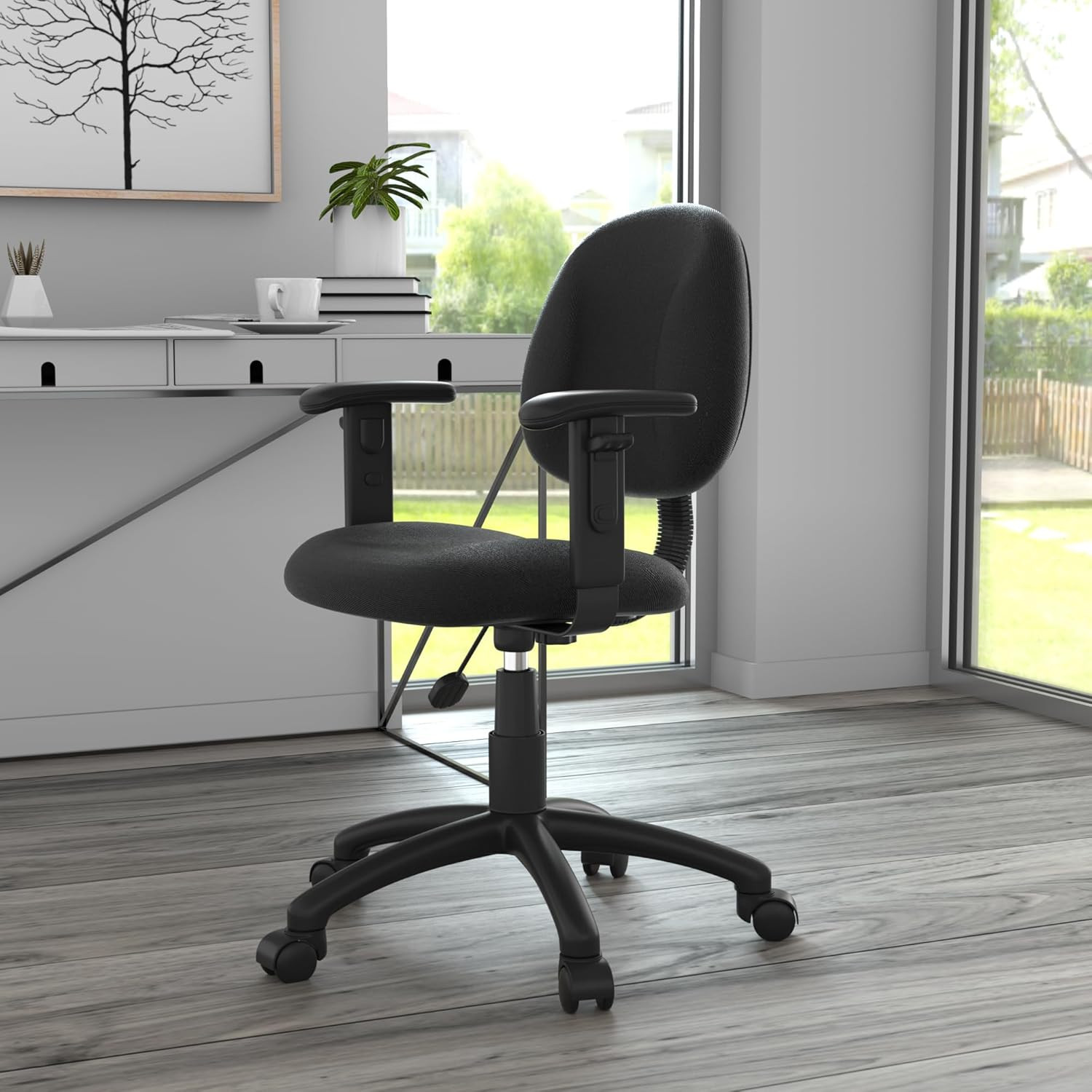 B316-BK Perfect Posture Delux Fabric Task Chair with Adjustable Arms in Black, L