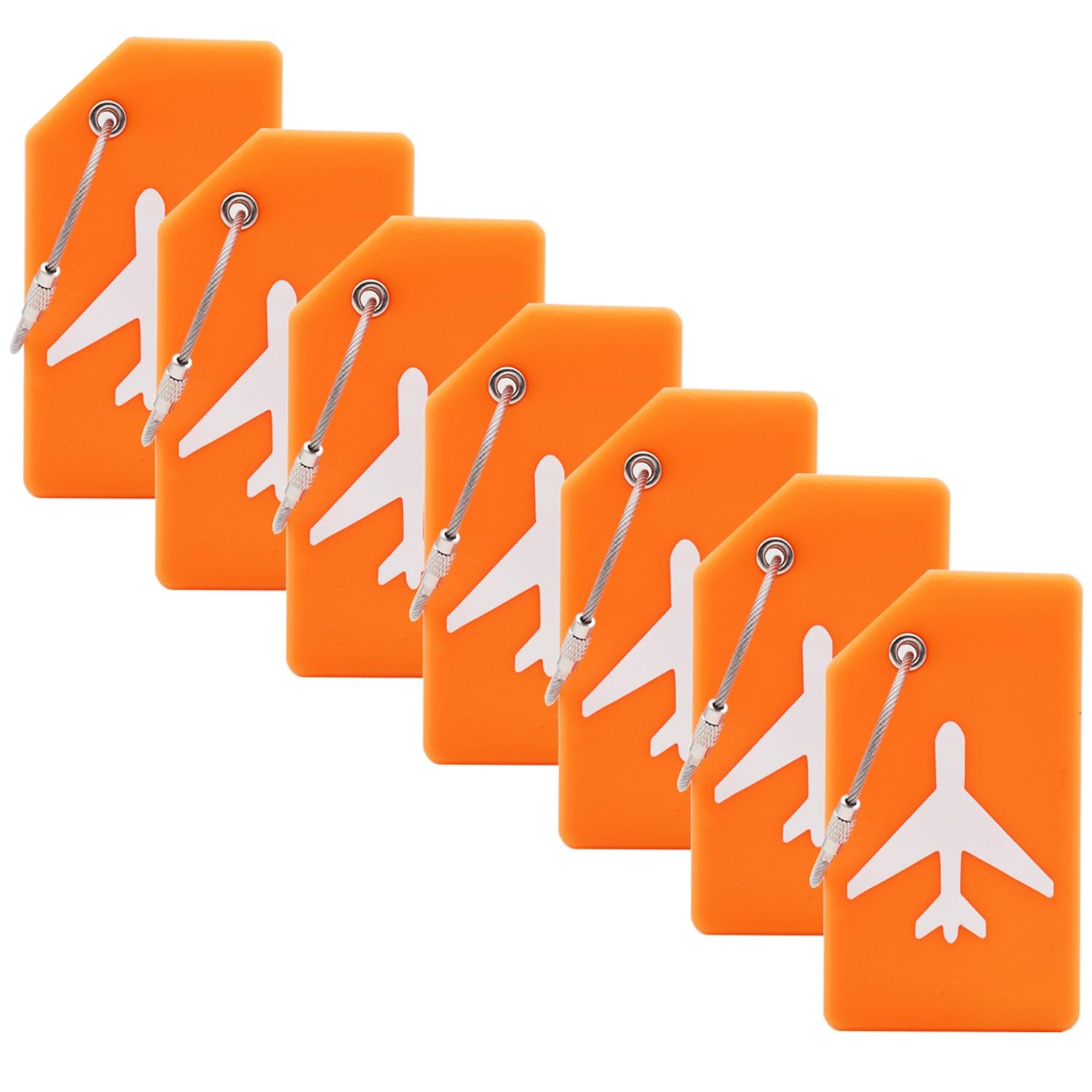 7 Pack Silicone Luggage Tag Baggage Handbag Travel Suitcase Set of 7, Orange