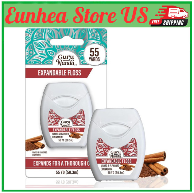 GuruNanda Expandable Waxed Dental Floss for Gentle, Deep Cleaning Wide Teeth