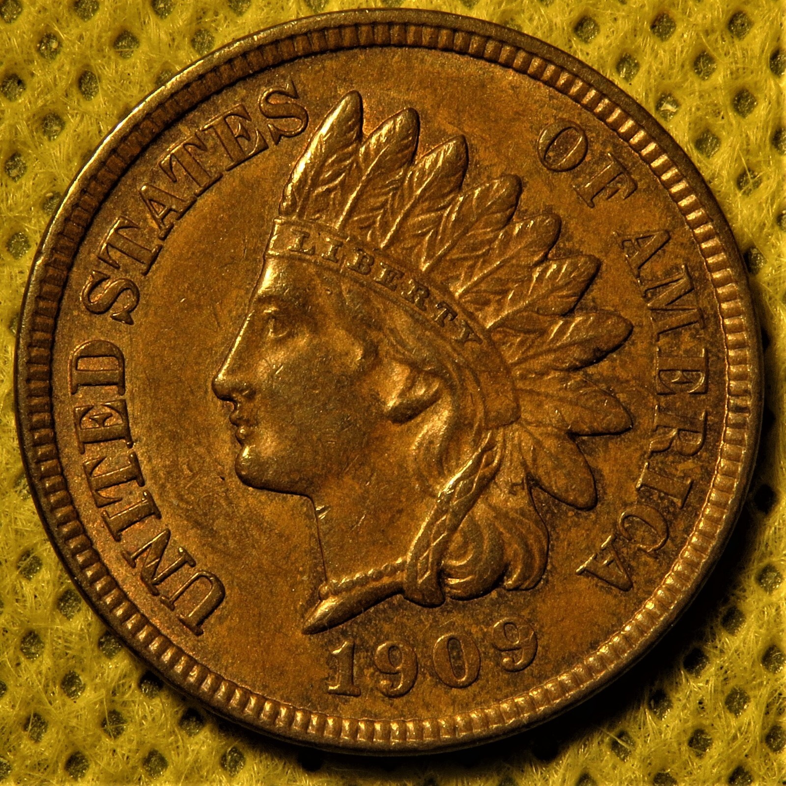 Almost Uncirculated 1909 Indian Head Cent doubled die large L over small L