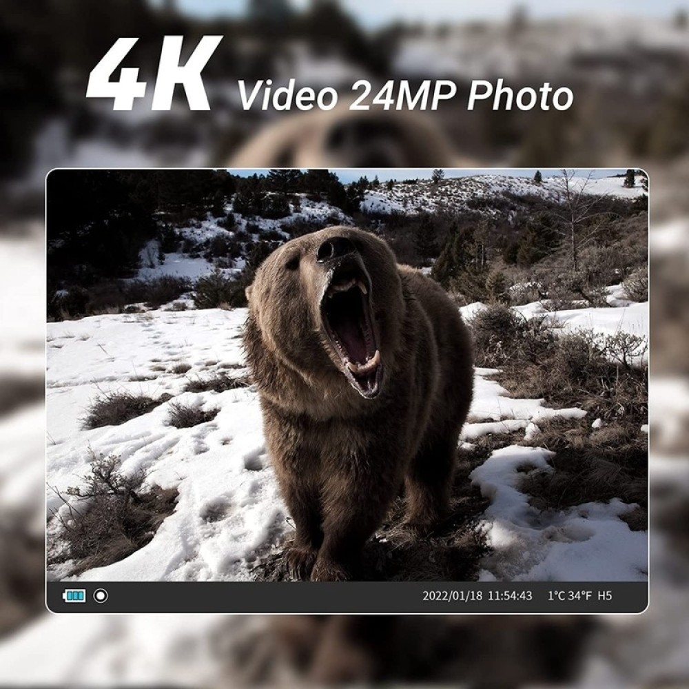 Hunting Camera with WiFi, 4K Video & 24MP Photos - Game Trail Cam, Night Vision