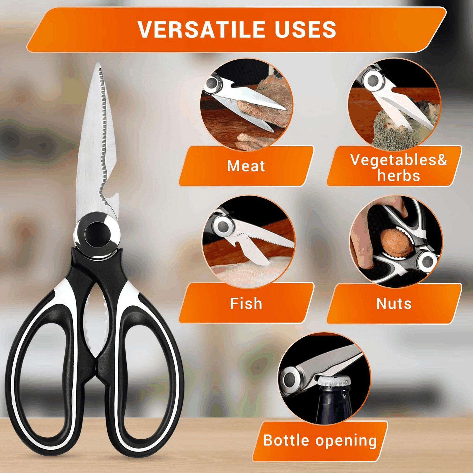 Kitchen Scissors All Purpose Heavy Duty – Multifunctional Kitchen Shears for