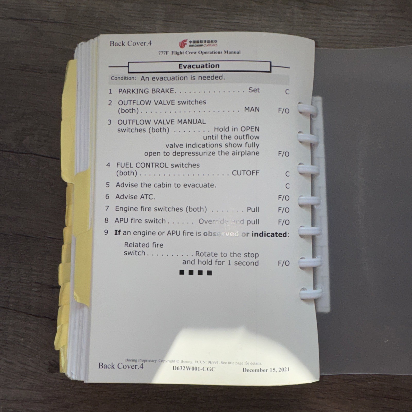 Air China Cargo B777 Quick Reference Handbook for Crew Operations Manual 2025
