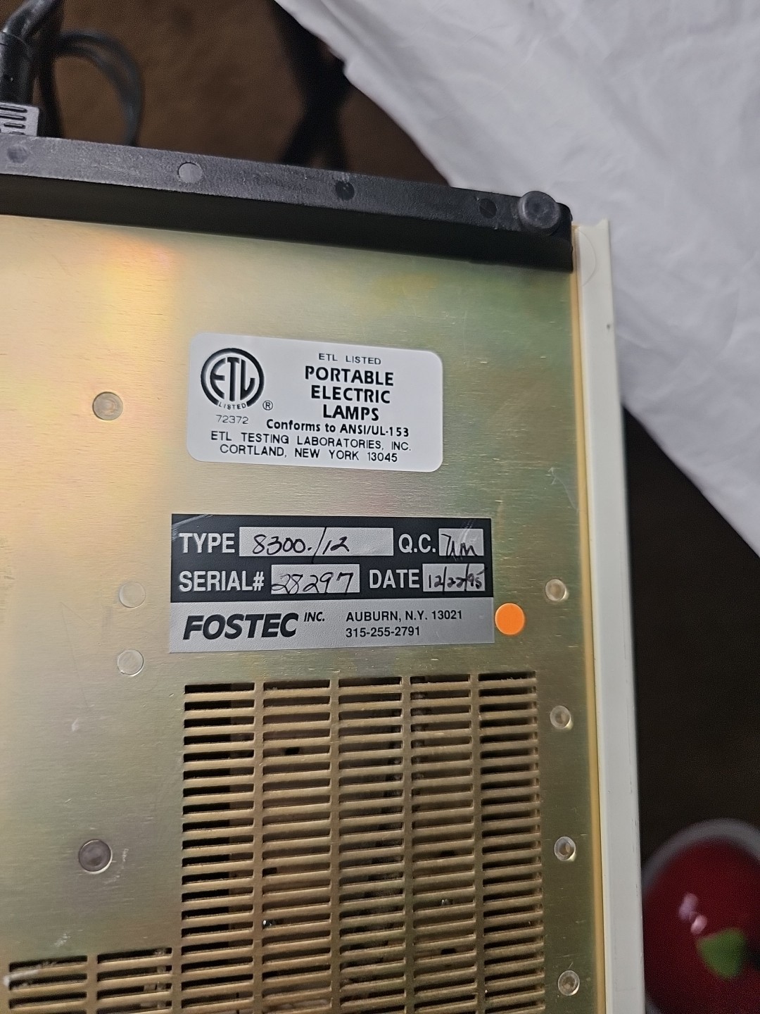 Fostec EKE 8300-12 Light Source With Dual Flexible Fiber Optic Attachment