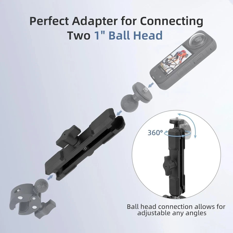 Double Socket Arm,Extension Arm Compatible with RAM Large socket arm, Black