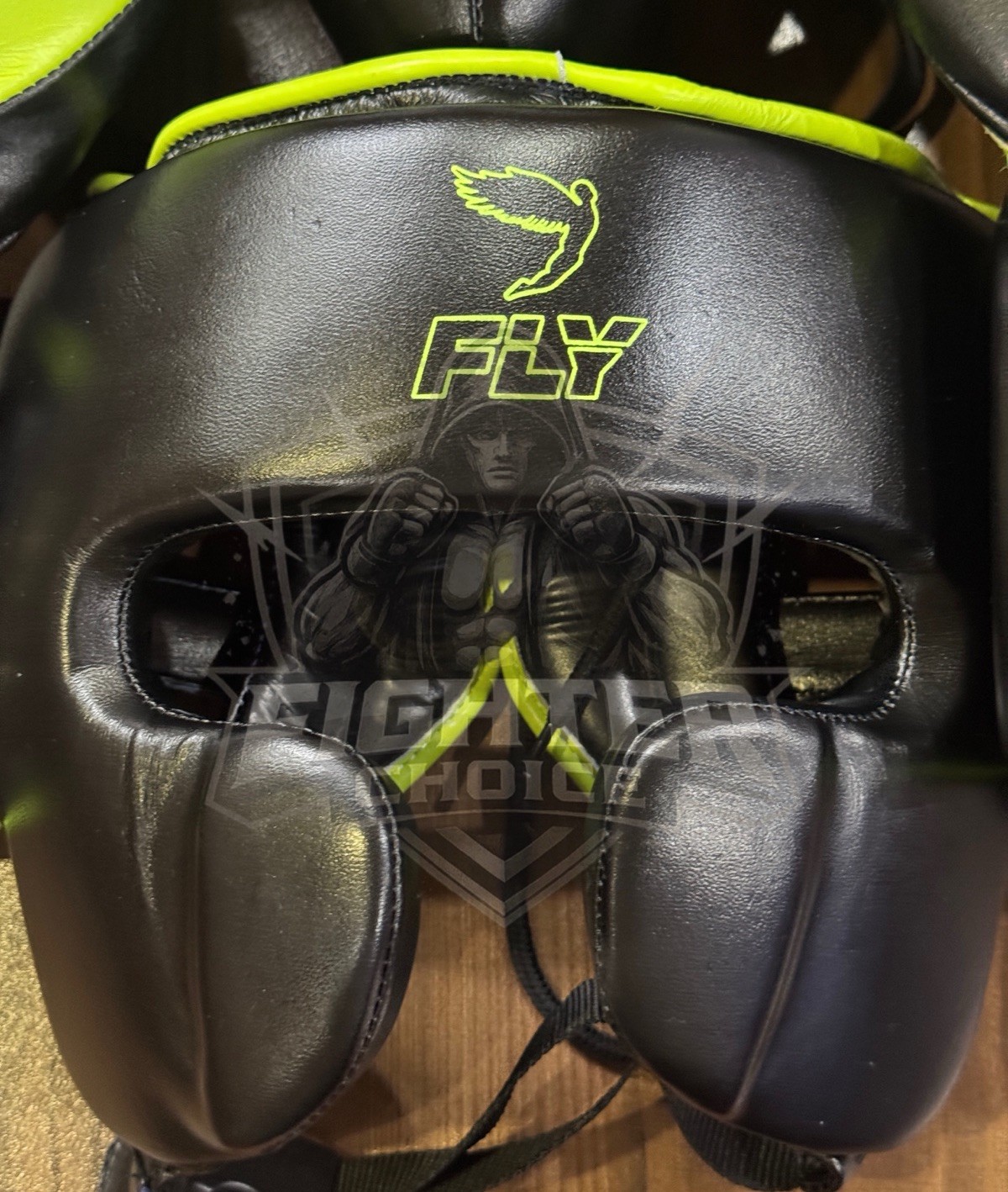 Custom Made Fly Boxing Set Black & Neongreen Cowhide Leather Sparring & Training