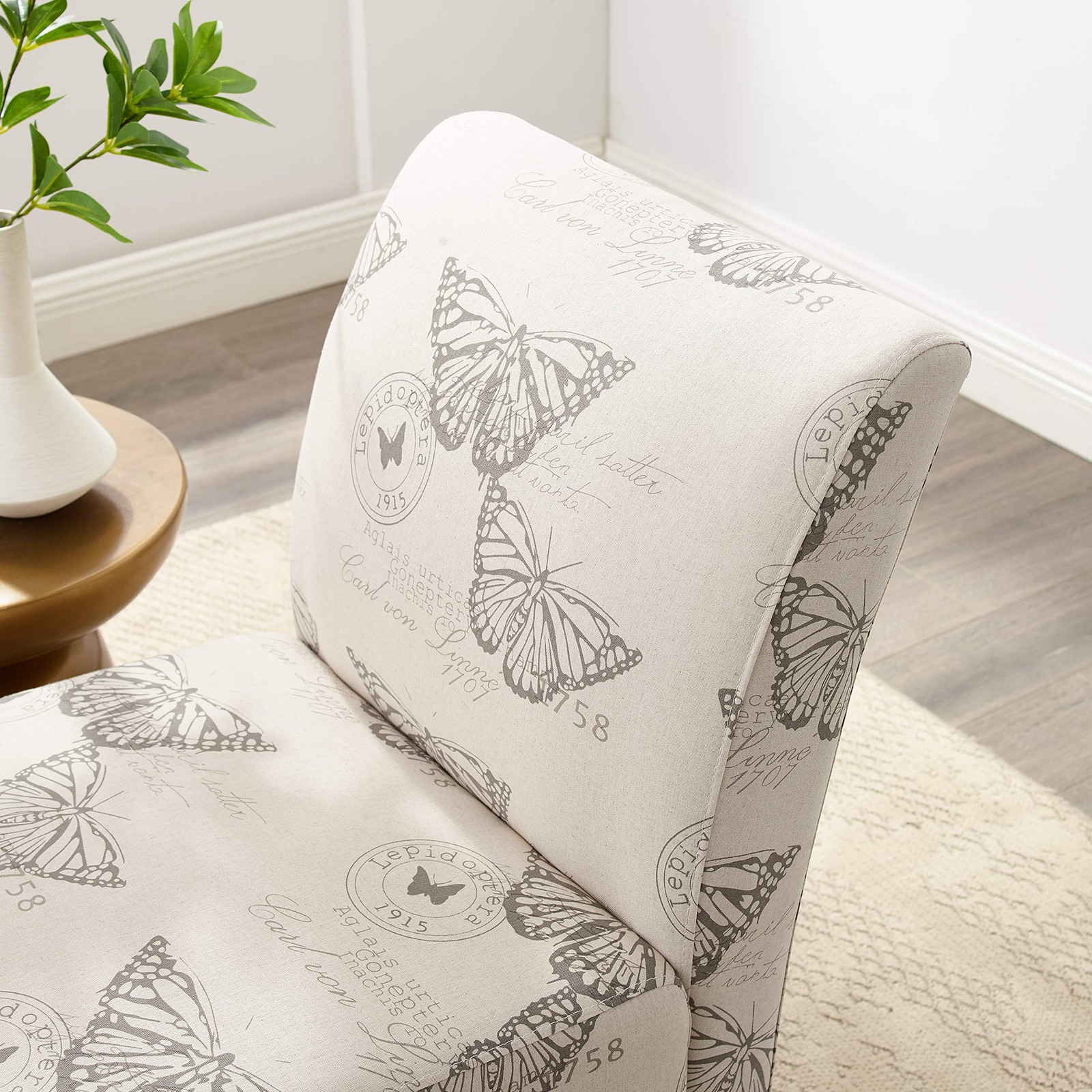 Butterfly, Dark Espresso Linen Lily Chair, 21.5" W x 29.5" D x 31.5" H