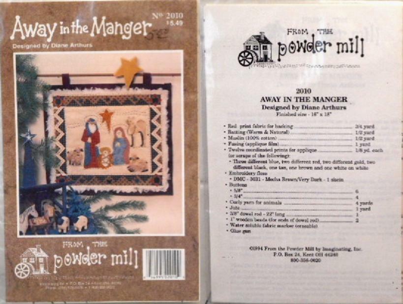 Powder Mill #2010 Away In The Manger Quilt Wallhanging Craft Pattern 16" x 18"