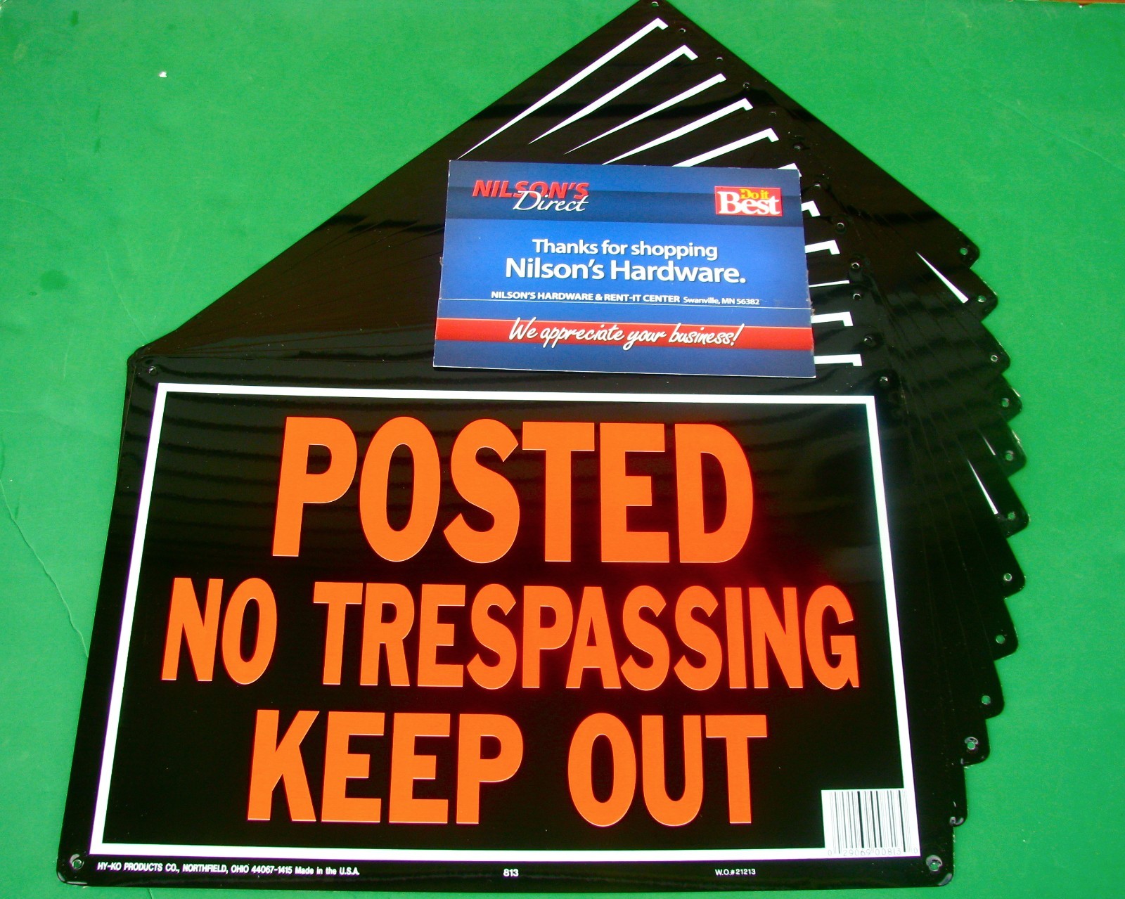 (24)-Hy-Ko 10x14 Day-Glo Aluminum Sign, Posted No Trespassing Keep Out Model:813