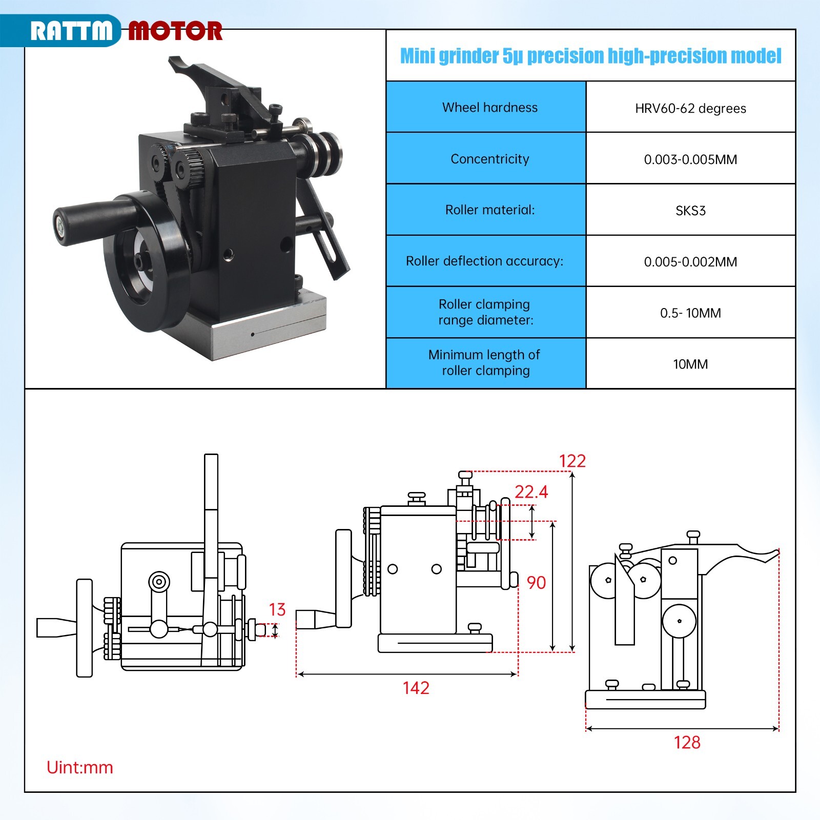 US SHIP】HRV60-5μ Accuracy Mini Punch Grinder Precision Needle Grinding Machine