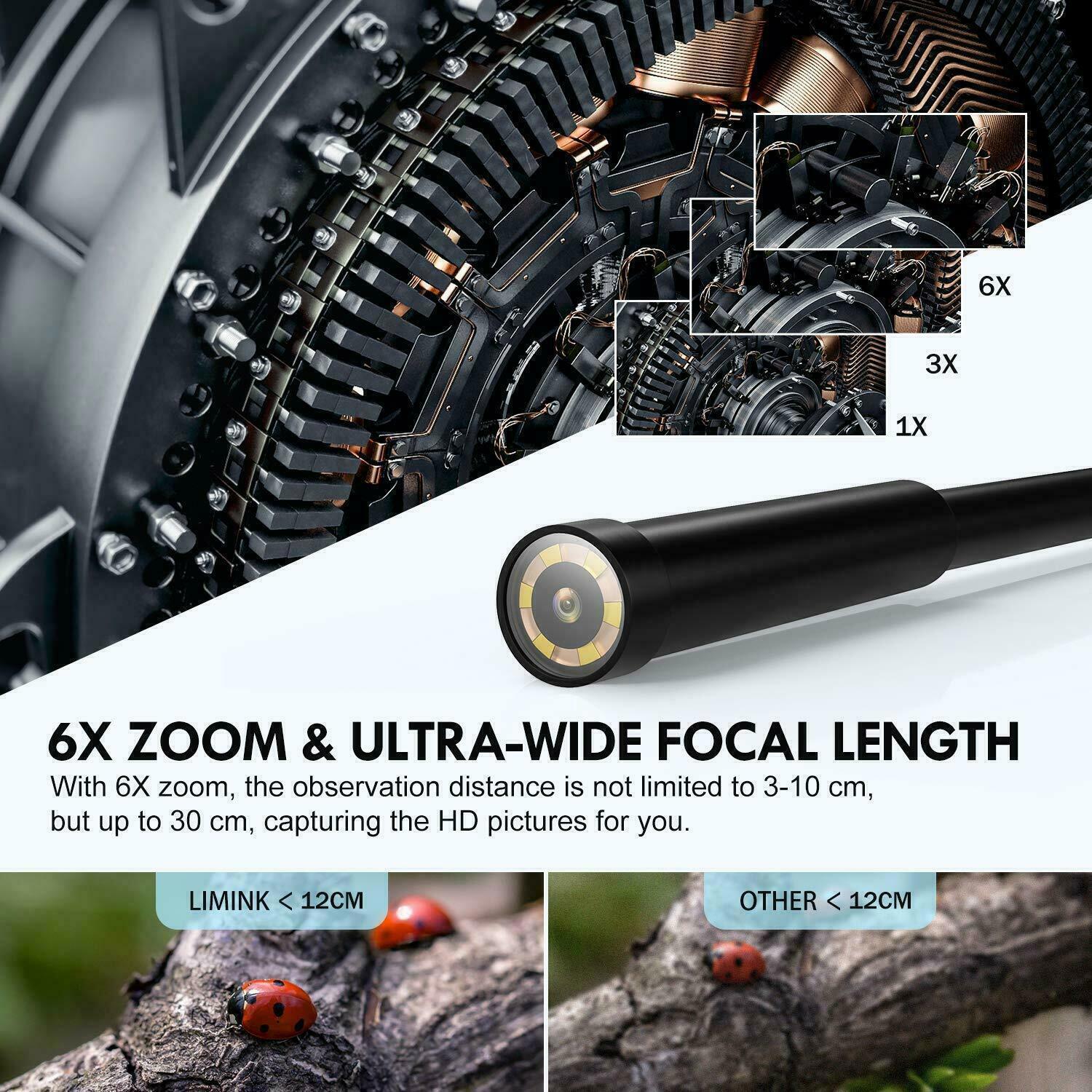 6LED USB Snake Endoscope Borescope HD Inspection Camera Scope 5M 8.5mm WiFi