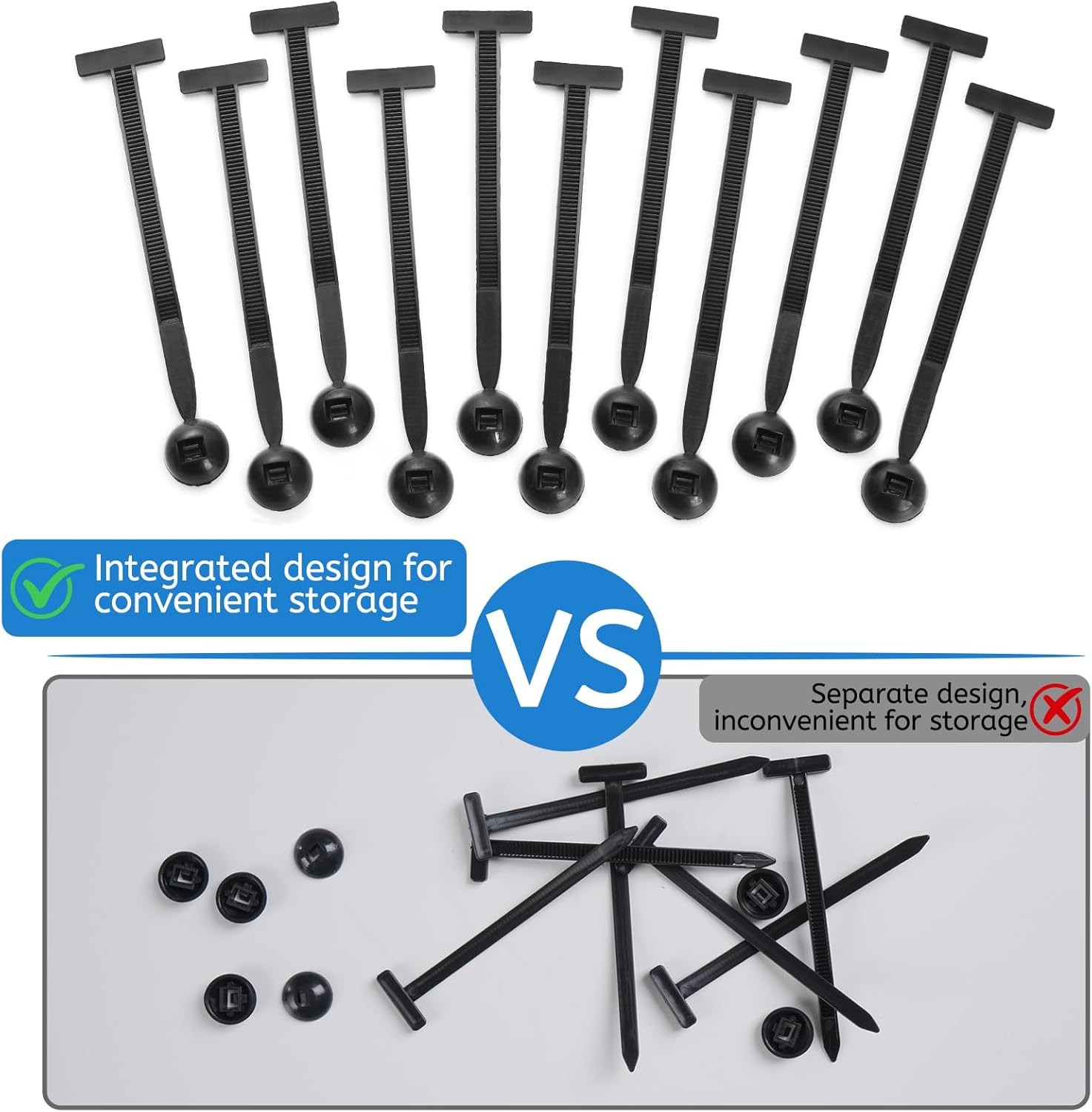 70 Pcs Nylon Universal Cable Tie Buckle, Heavy Duty Self-Locking Black